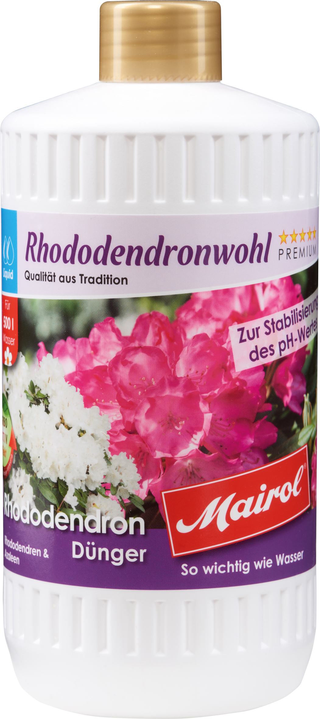 Rhododendrondünger Flüssig MAIROL, 1 Liter Flasche reicht für 500 Liter Gießwasser